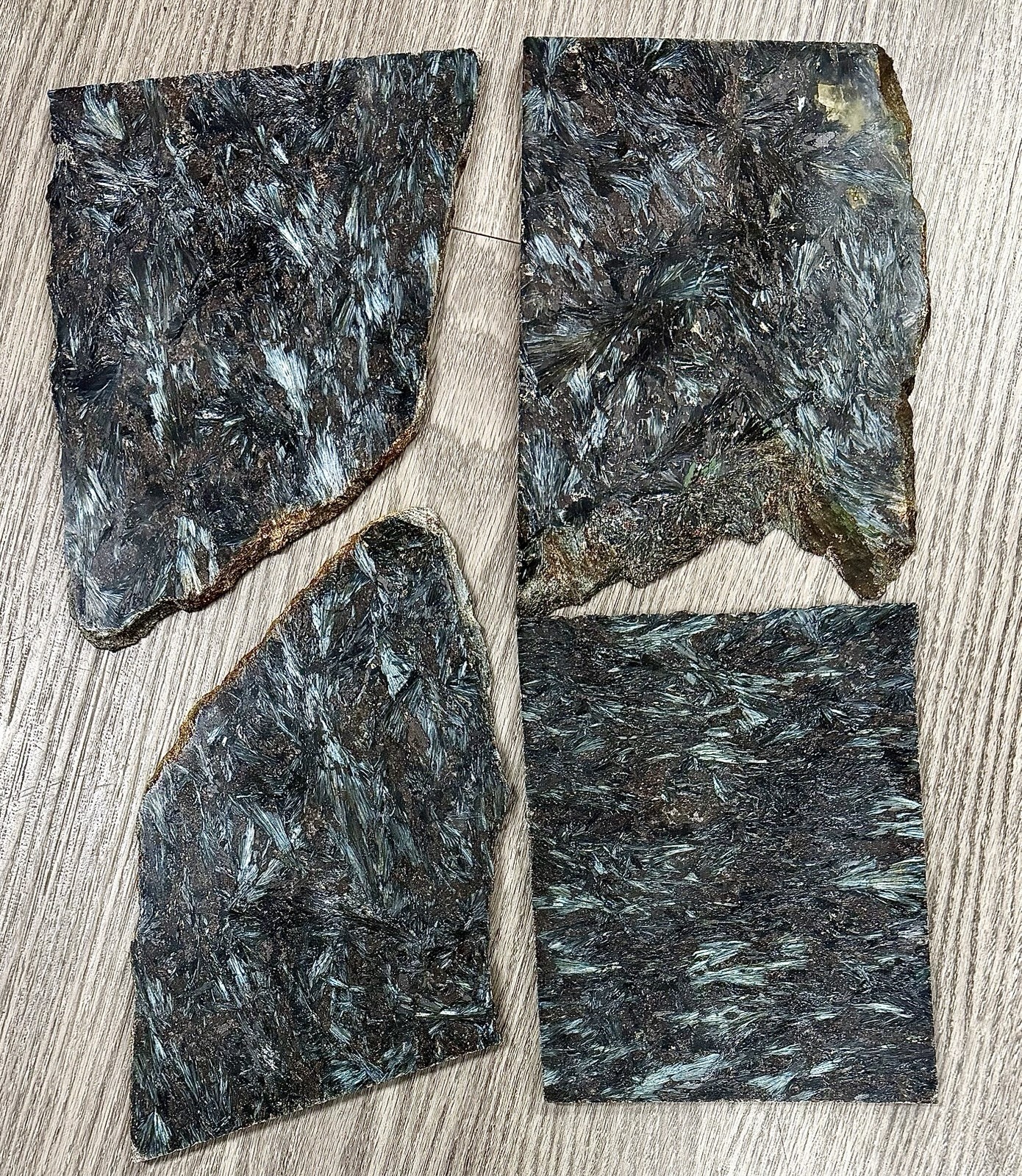 Wholesale Lot 6 Lbs Natural Astrophyllite/ Arfvedsonite Polished Slab Crystal
