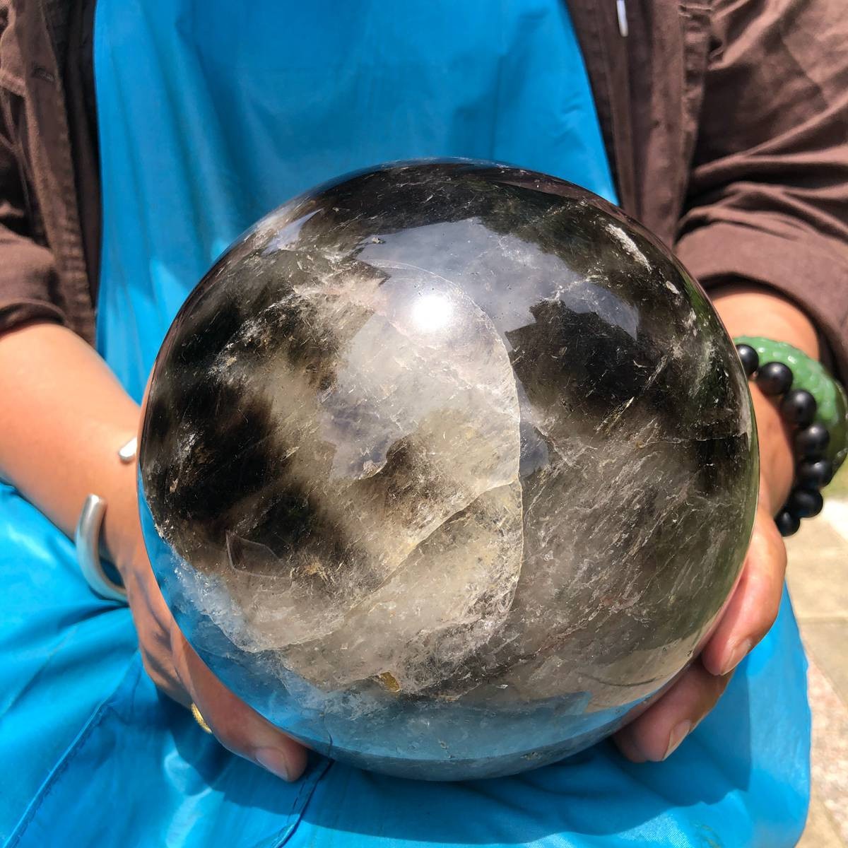 5950g Rare NATURAL Black Stone Ball Crystal Polishing Ball Treatment for