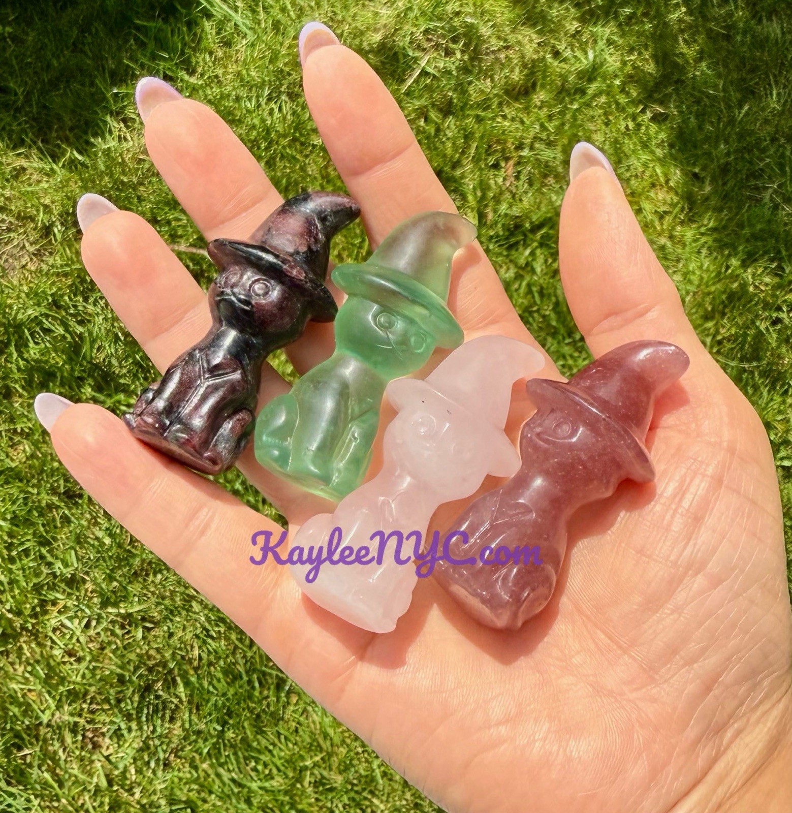 Wholesale Lot 8 Pcs 6cm Natural Crystal Witch Hat Cat Healing Energy