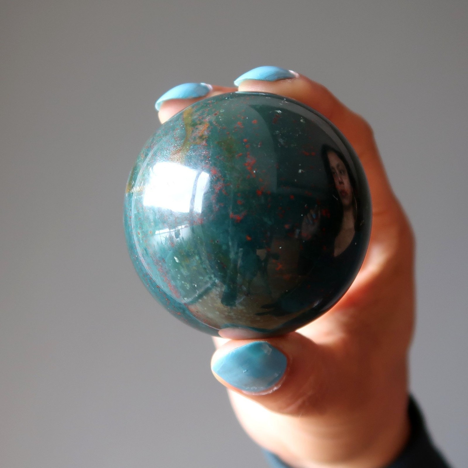 Bloodstone Sphere Crystal Ball Indian Heliotrope Gemstone Green 2.0-2-5 inch