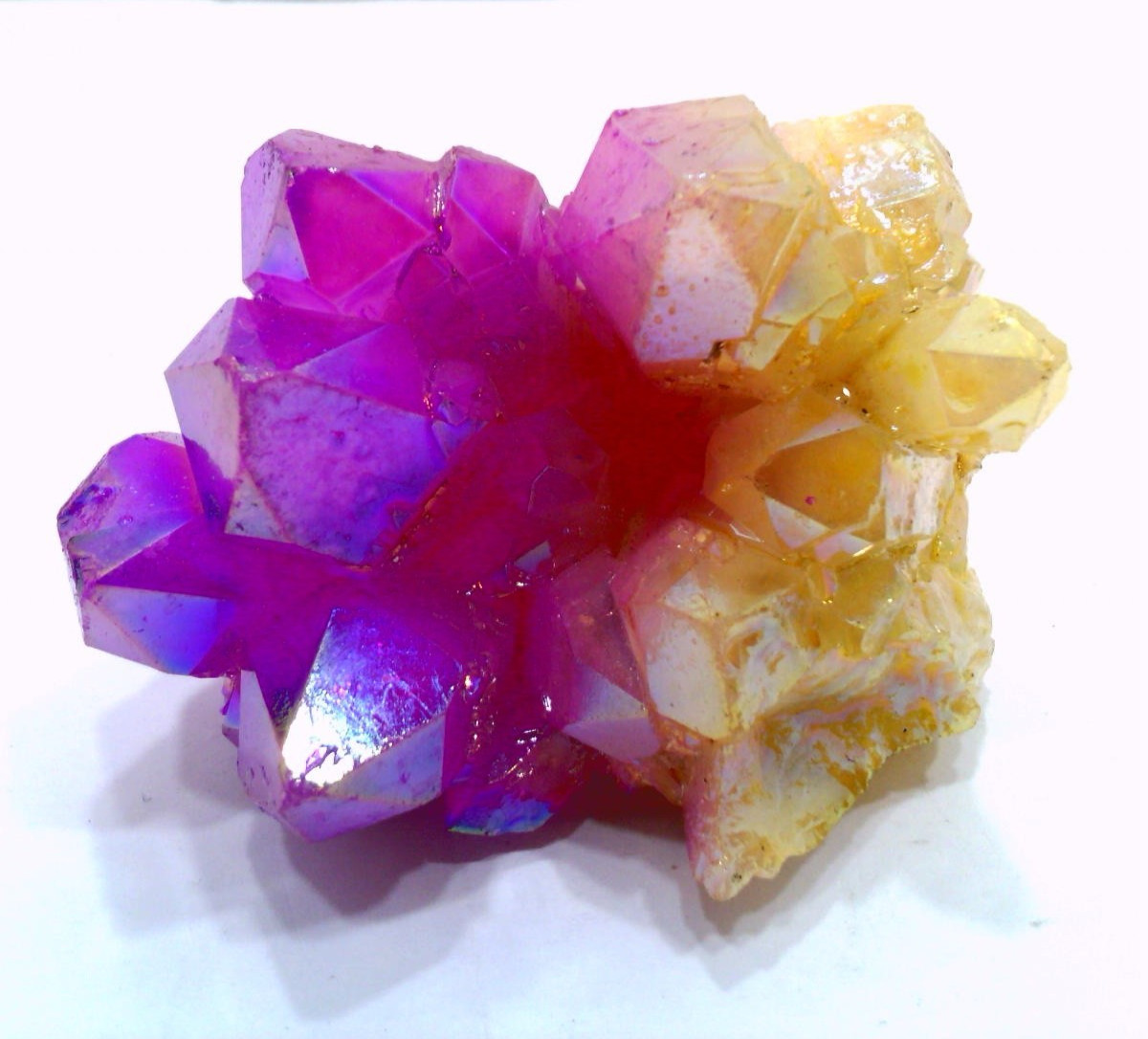 ✅ Color Flame~Pink & Yellow~Aura~Electroplate~Quartz Crystal Cluster~205 grams