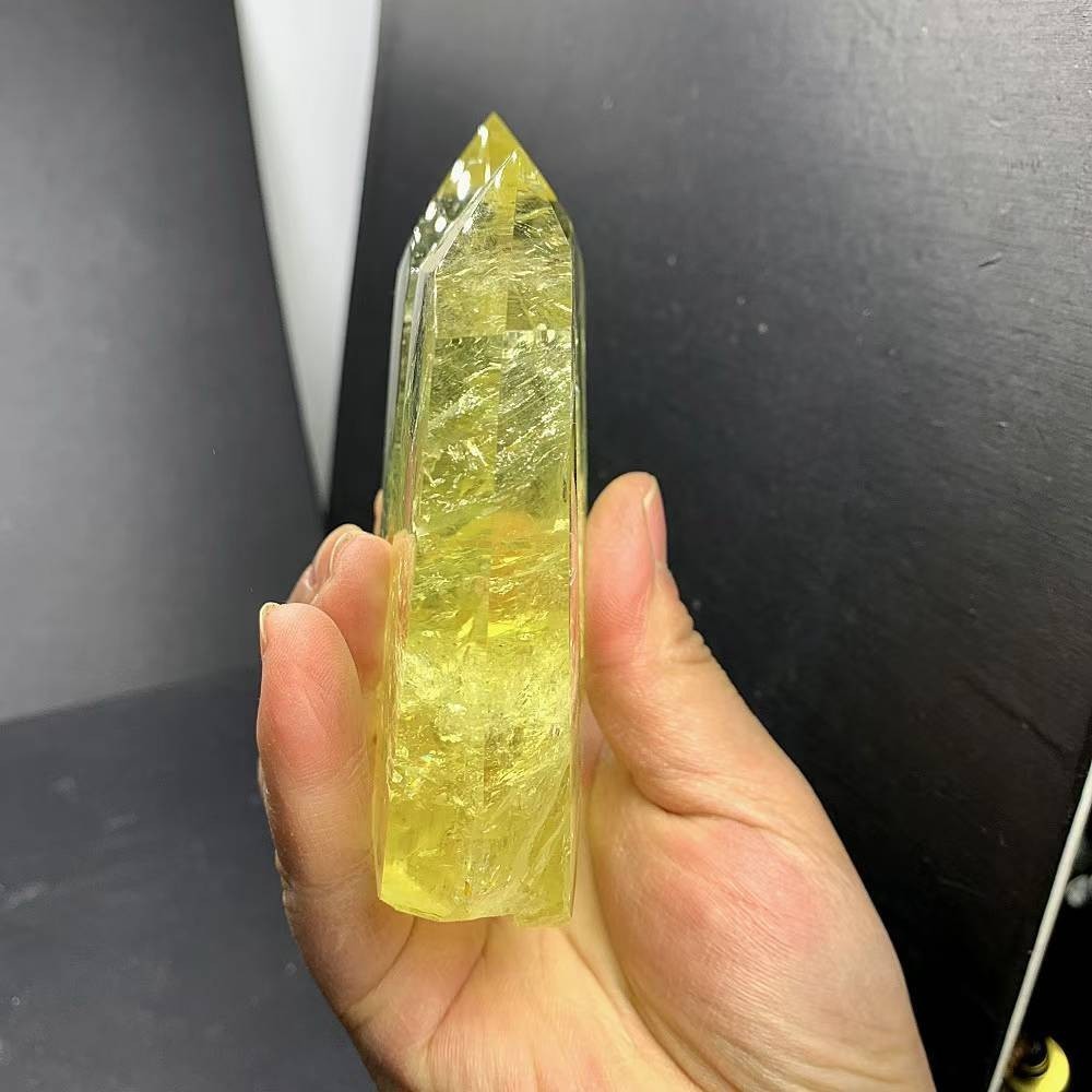 1.21LB Natural Citrine Quartz Obelisk Energy Crystal Tower Point Reiki +Stand