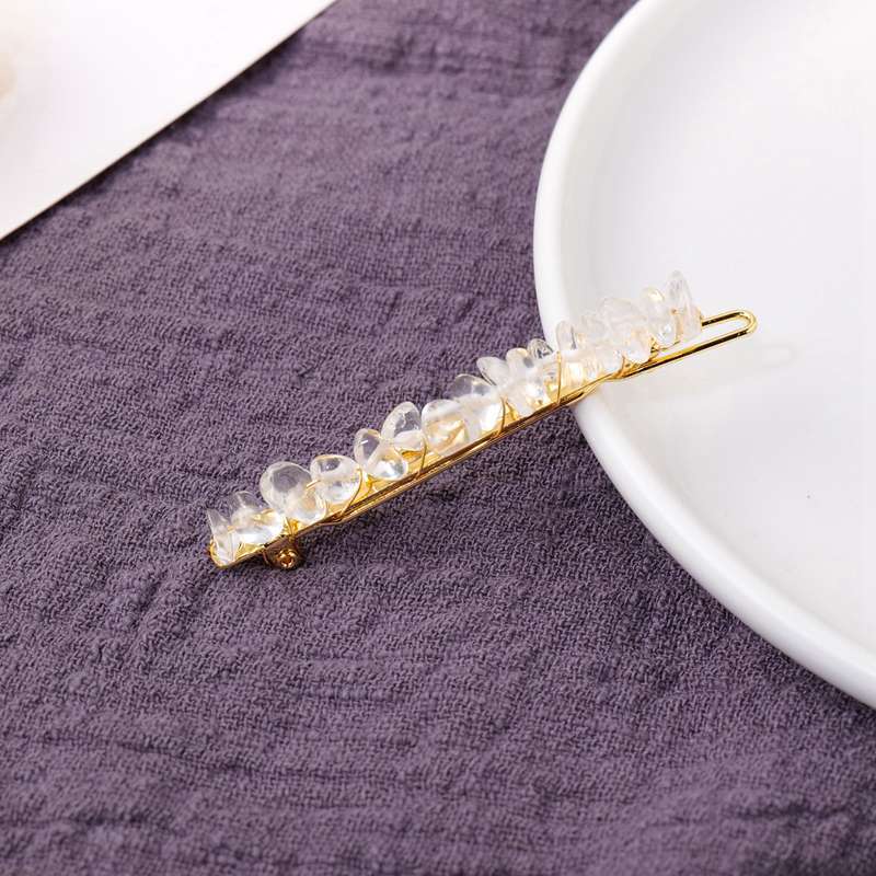 Natural Quartz Braided Hair Clip Crystal Crushed Stone Bobby Pins Headwear Decor