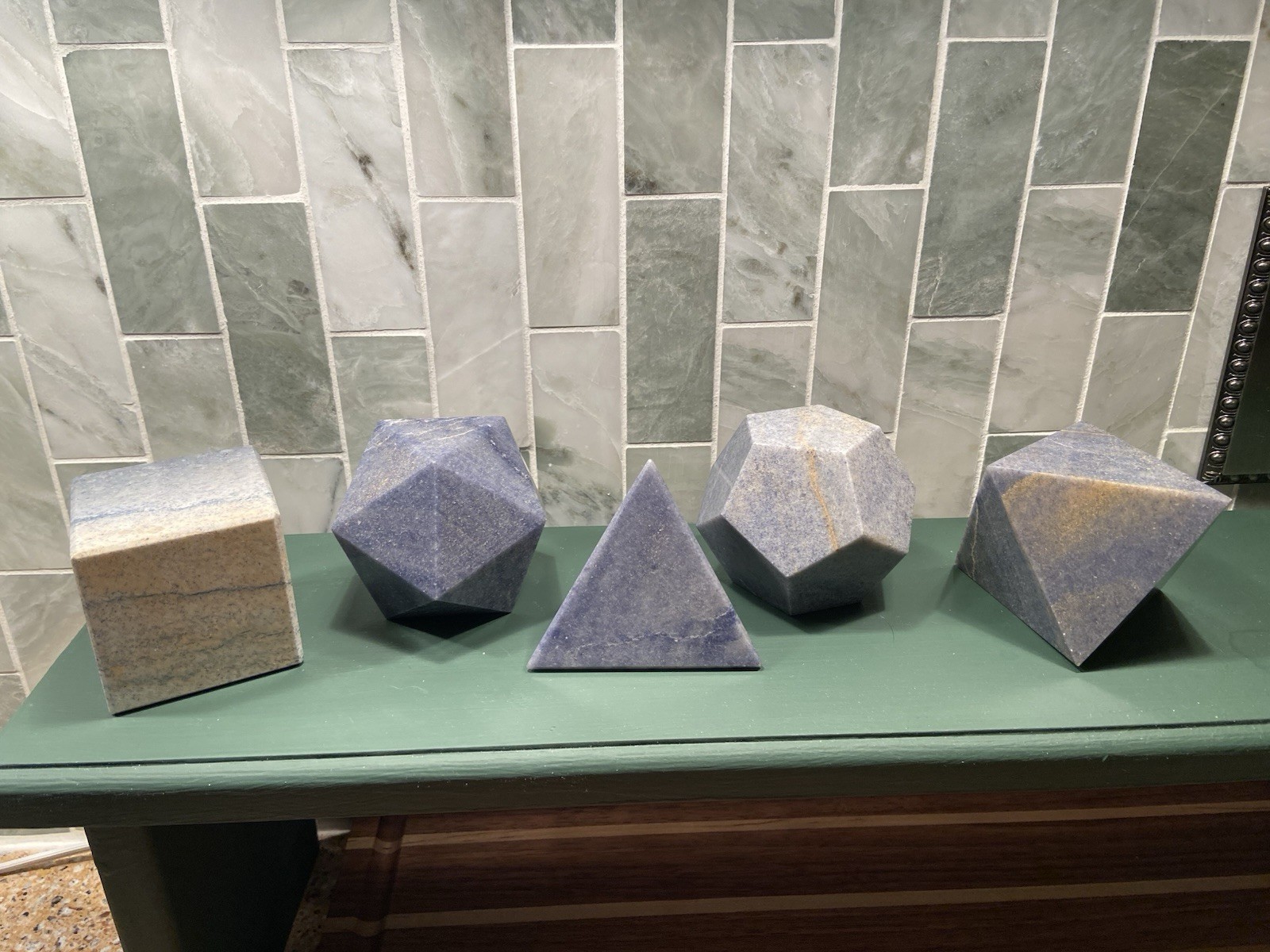 Blue Aventurine Crystal Stone Sacred Geometry Set
