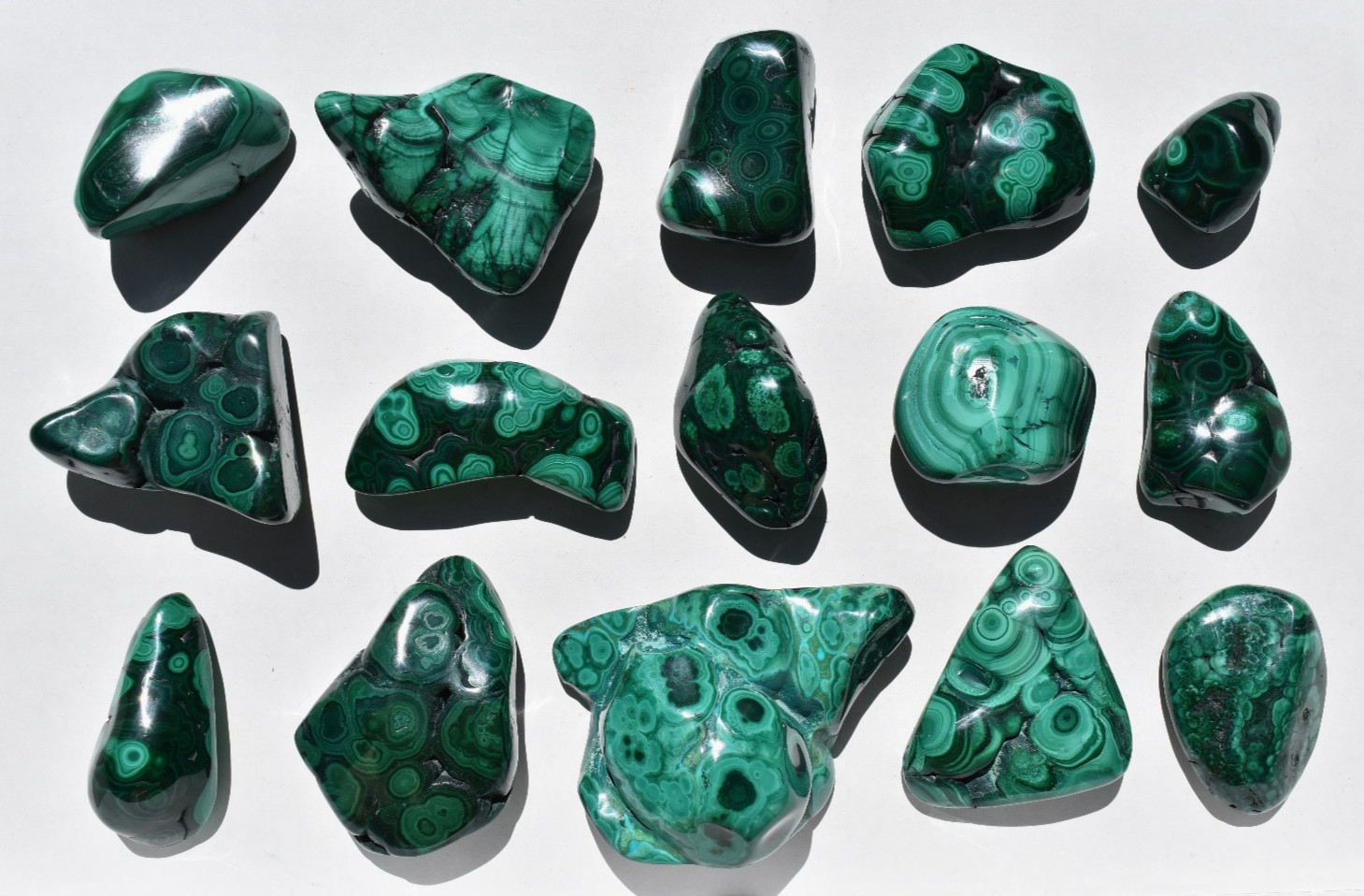 WHOLESALE Polished Malachite from Congo 15 pieces 2 kg # 5869