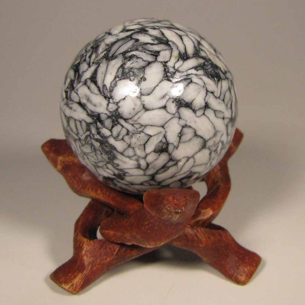 38mm PINOLITE Pinolith Polished Stone Sphere Ball w/ Stand – Austria