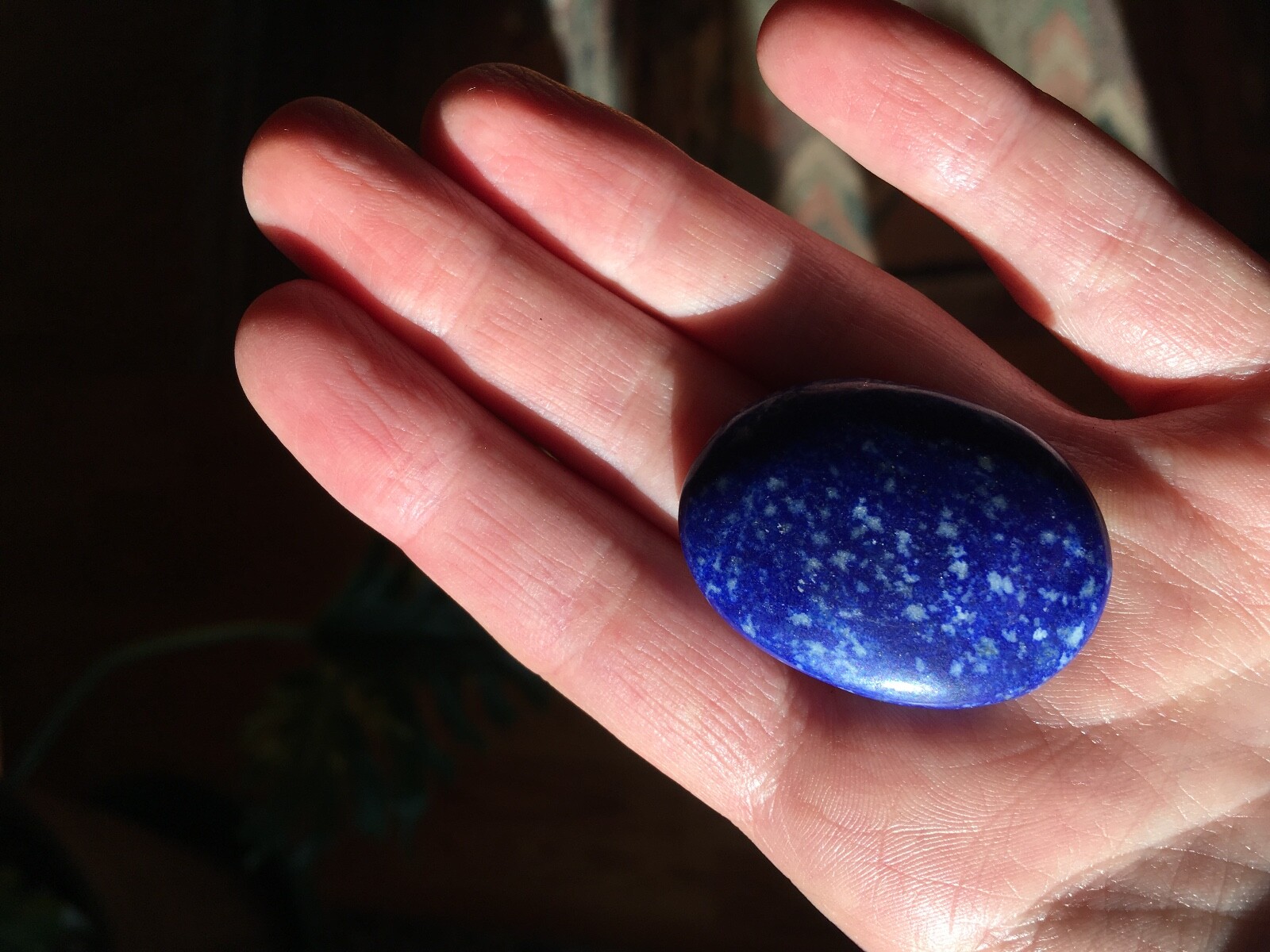 Natural Lapis Lazuli Palm Rock Stone Blue Crystal Healing Reiki Polished weight