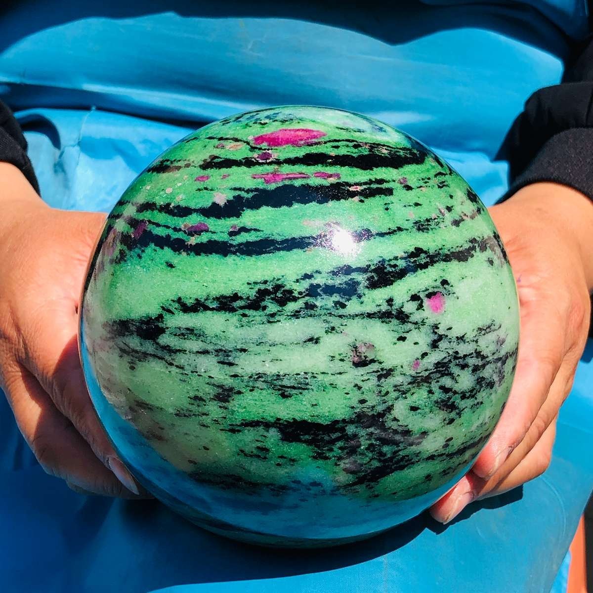 8.77 LB Large Natural Ruby Zoisite Sphere Crystal Healing Stone Specimen 5151