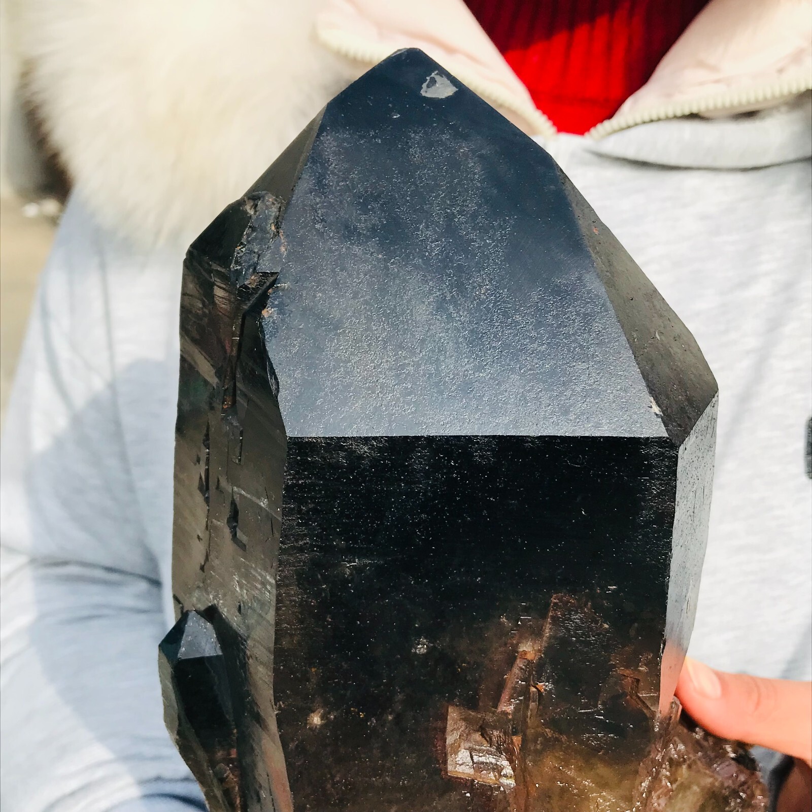 16.00lb Large Natural Smoky Black Skeleton Quartz Crystal Point Rough Mineral