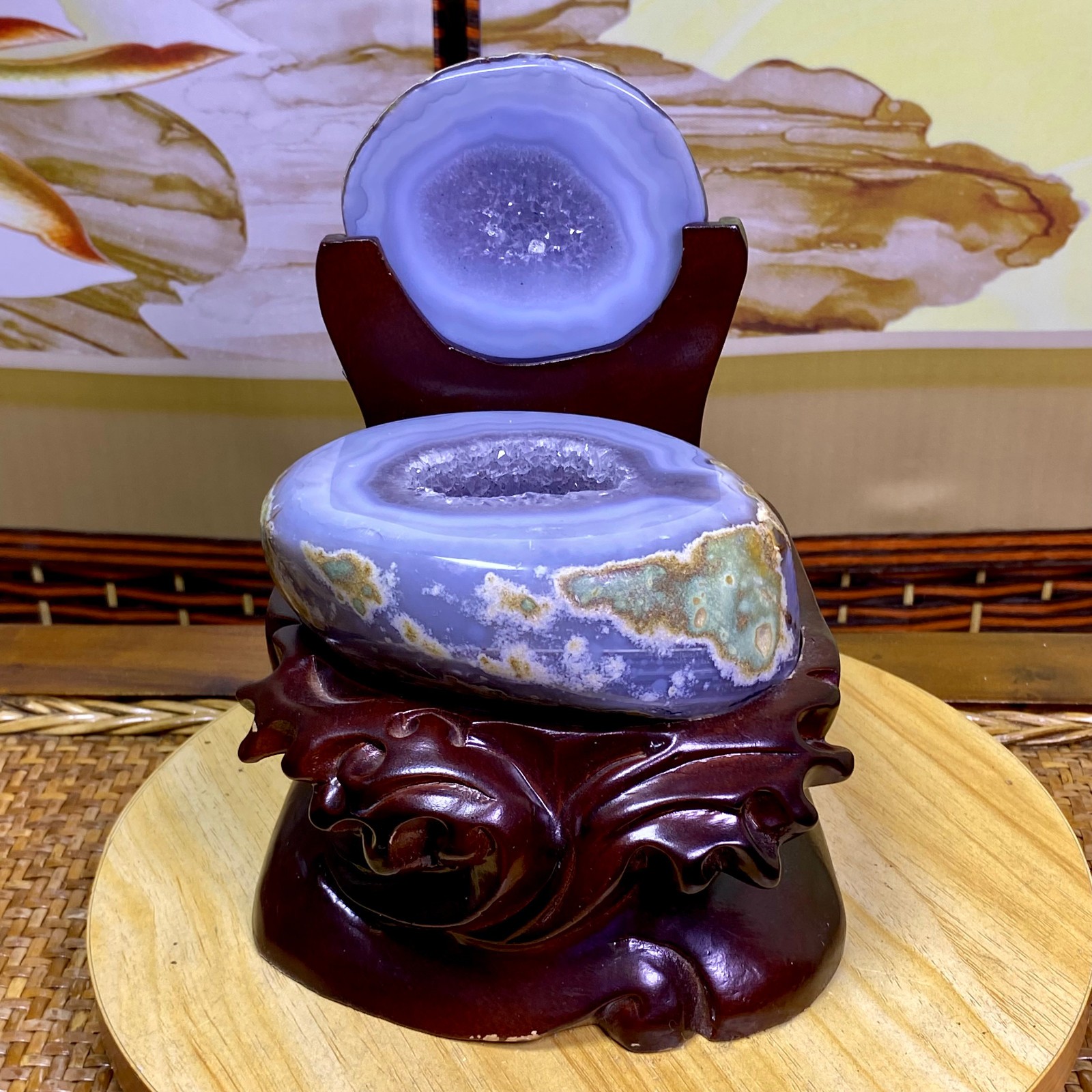 4.49LB Natural amethyst Agate Treasure Basin Quartz Geode cluster Healing decor