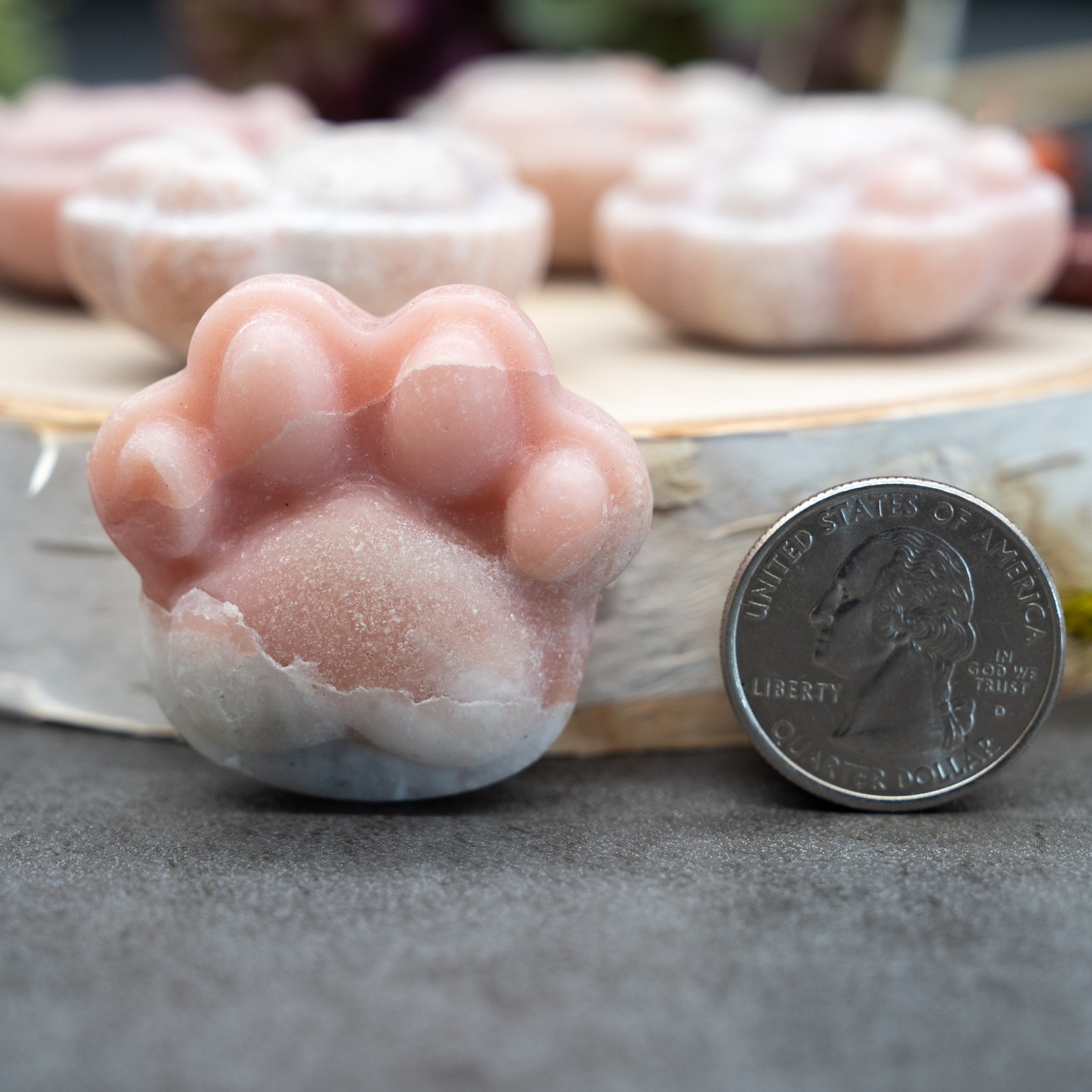 Pink Opal Crystal Paw Carving Stone Pink Protection Trinket Cat Dog Lover Gift