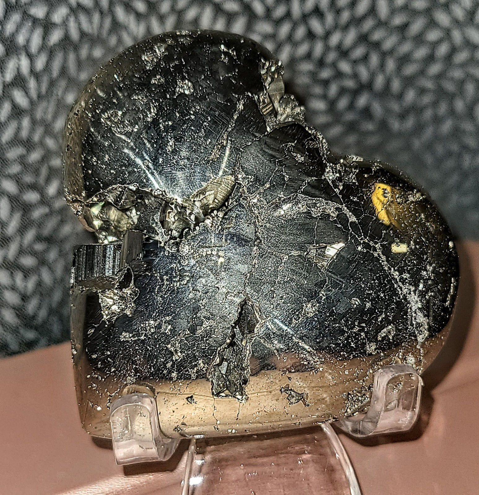 Golden Druzy Peruvian Pyrite Crystal Heart #5