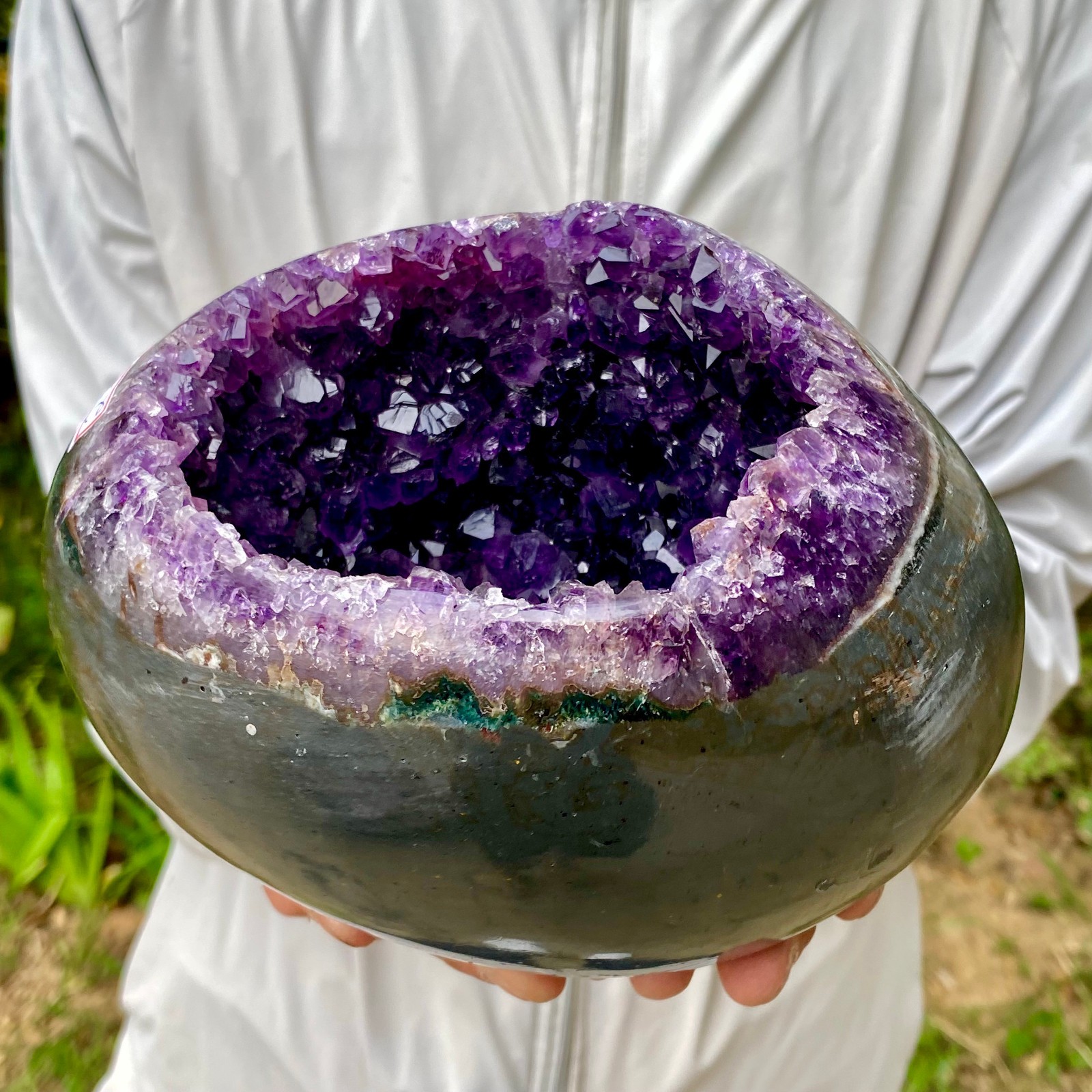 5.93LB Large Natural Amethyst geode quartz cluster crystal Egg specimen Healing