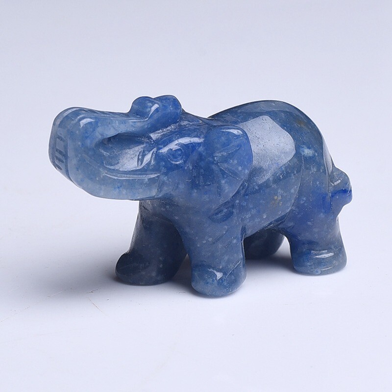 Natural Blue Sodalite Quartz Crystal Carved Baby Elephant Healing Energy Stone