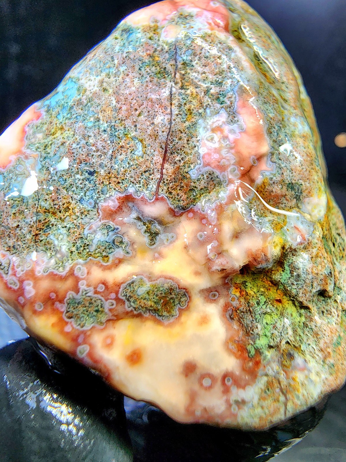 Rare Lake Superior Orbicular Moss Agate – Pink Blue & Green Chalcedony – 2.0 oz