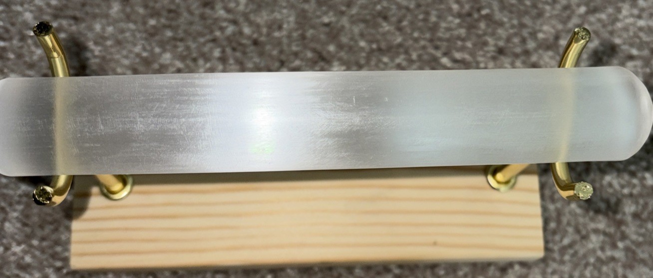Metal (gold) Bracelet Holder Single Row With Selenite Bar Crystal Wood Small