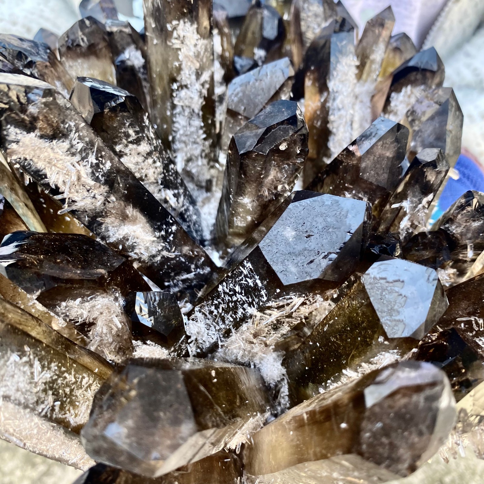 15.43LB New Find black Phantom Quartz Crystal Cluster Mineral Specimen Healing