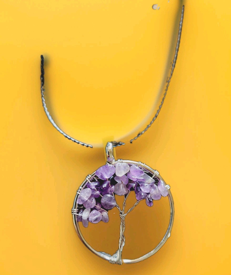 Amethyst Tree of Life Necklace – Lilac/Purple/Clear