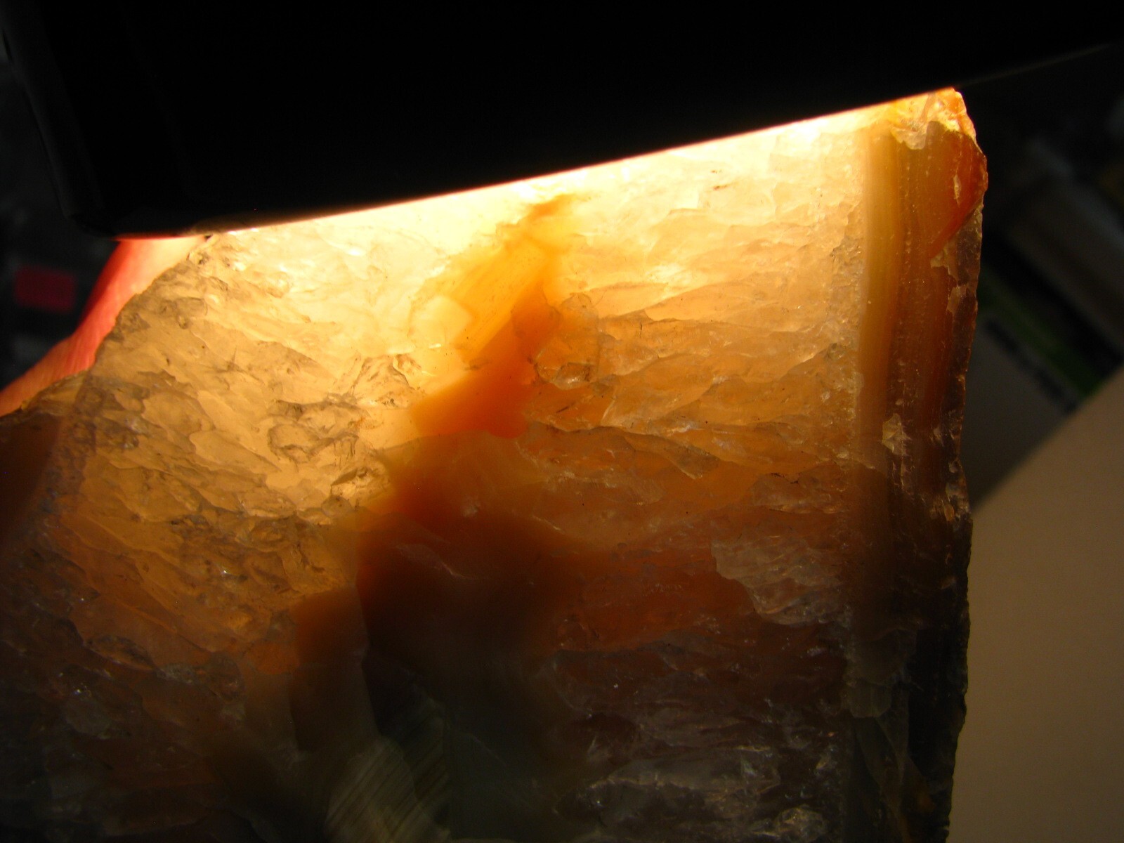 2.8lbs 1270g 6in LARGE QUARTZ AGATE BRAZIL W/CALCITE CENTER-NOT POLISHED #137