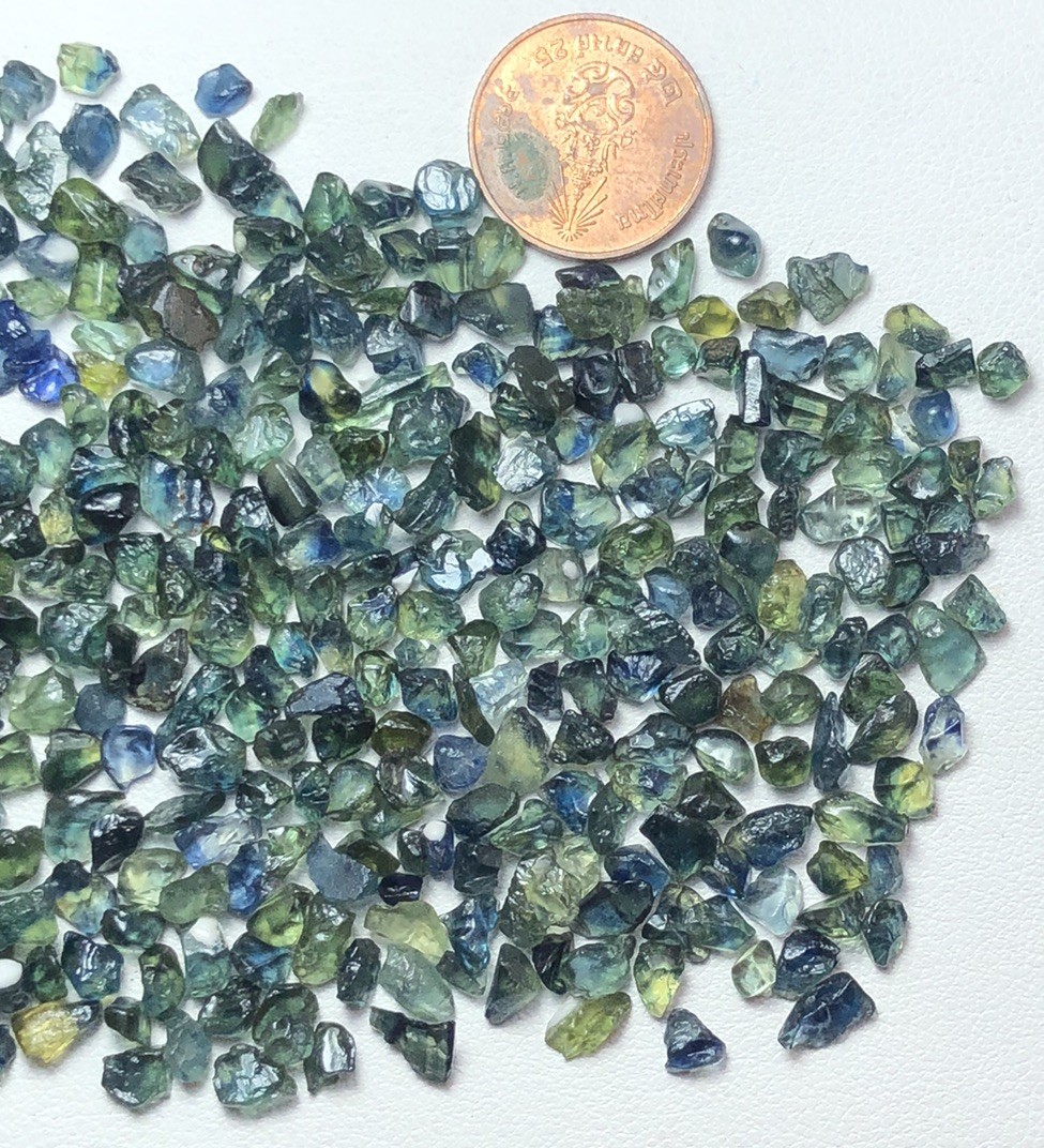 35 Gram/facet Rough Teal Bicolour Sapphires Ready For Mm Size Cutting Good Deal