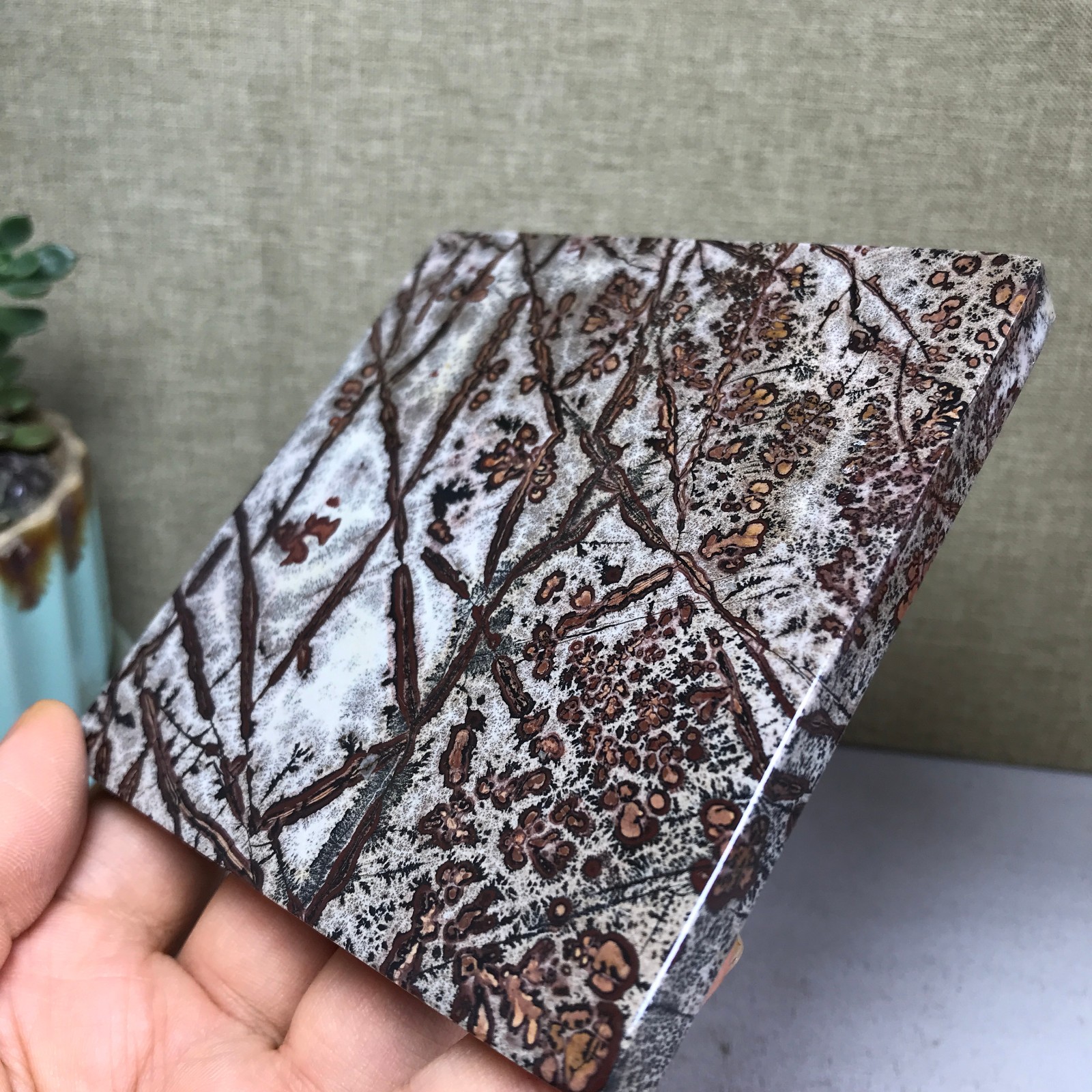 Natural Chinese painting stone crystal ornaments for home decoration 262g A5368