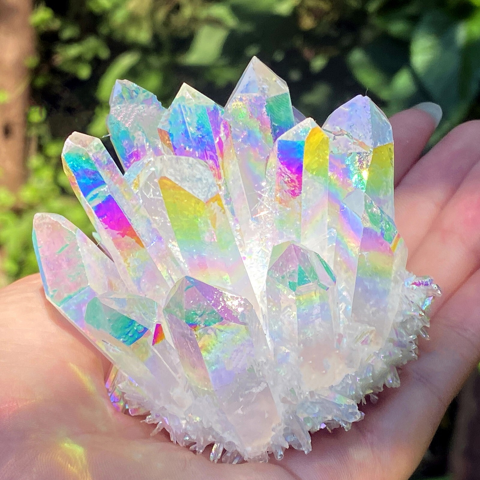 One Pair Large Angel Aura Quartz Crystal Healing Meditation Cluster Mineral Rock