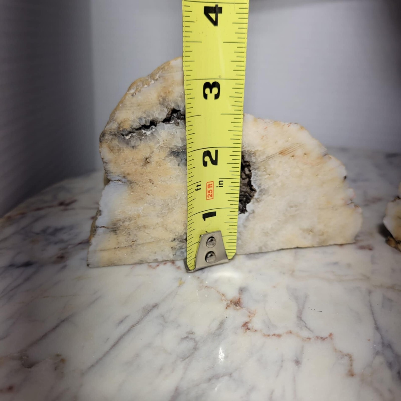 Large Open Geode Machine Cut Perfect Bookends Heavy Shades Of White And Brown
