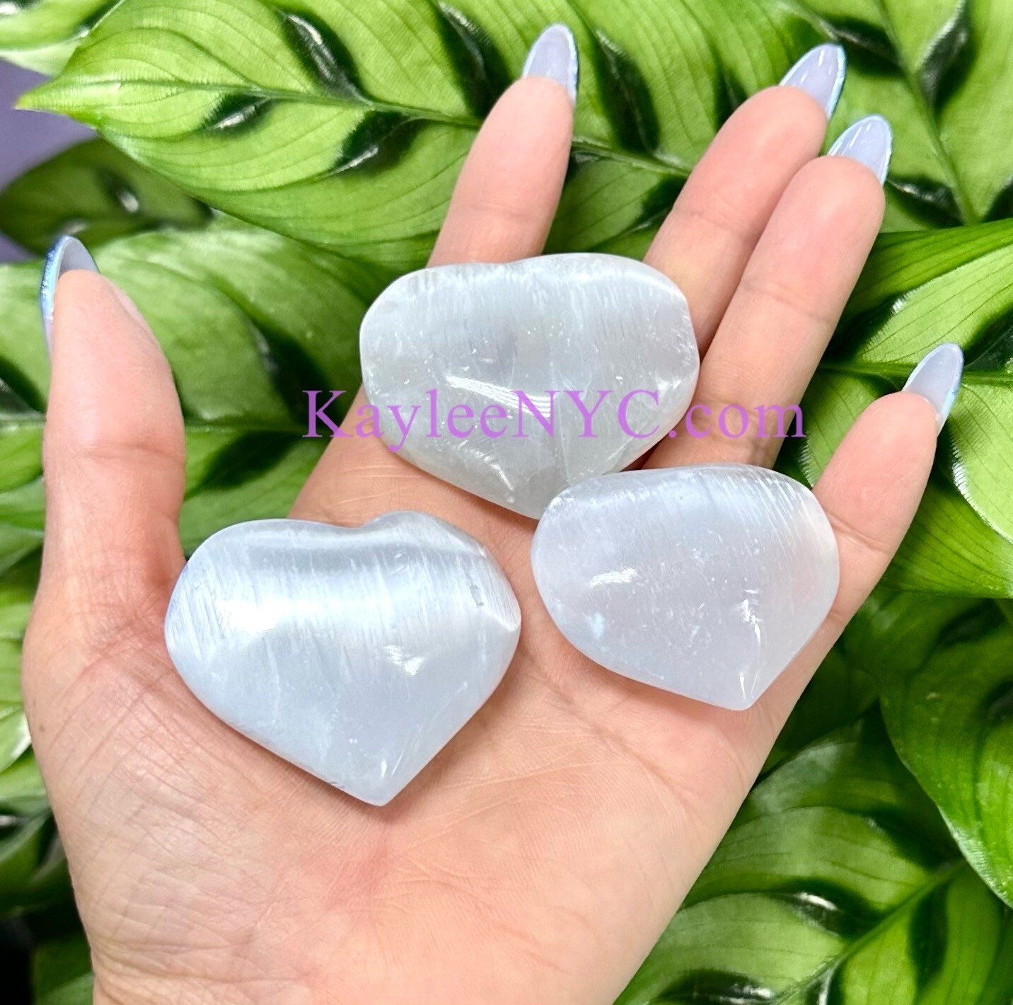 Wholesale Lot 12 PCs Natural Selenite Aka Satin Spar Heart 4cm