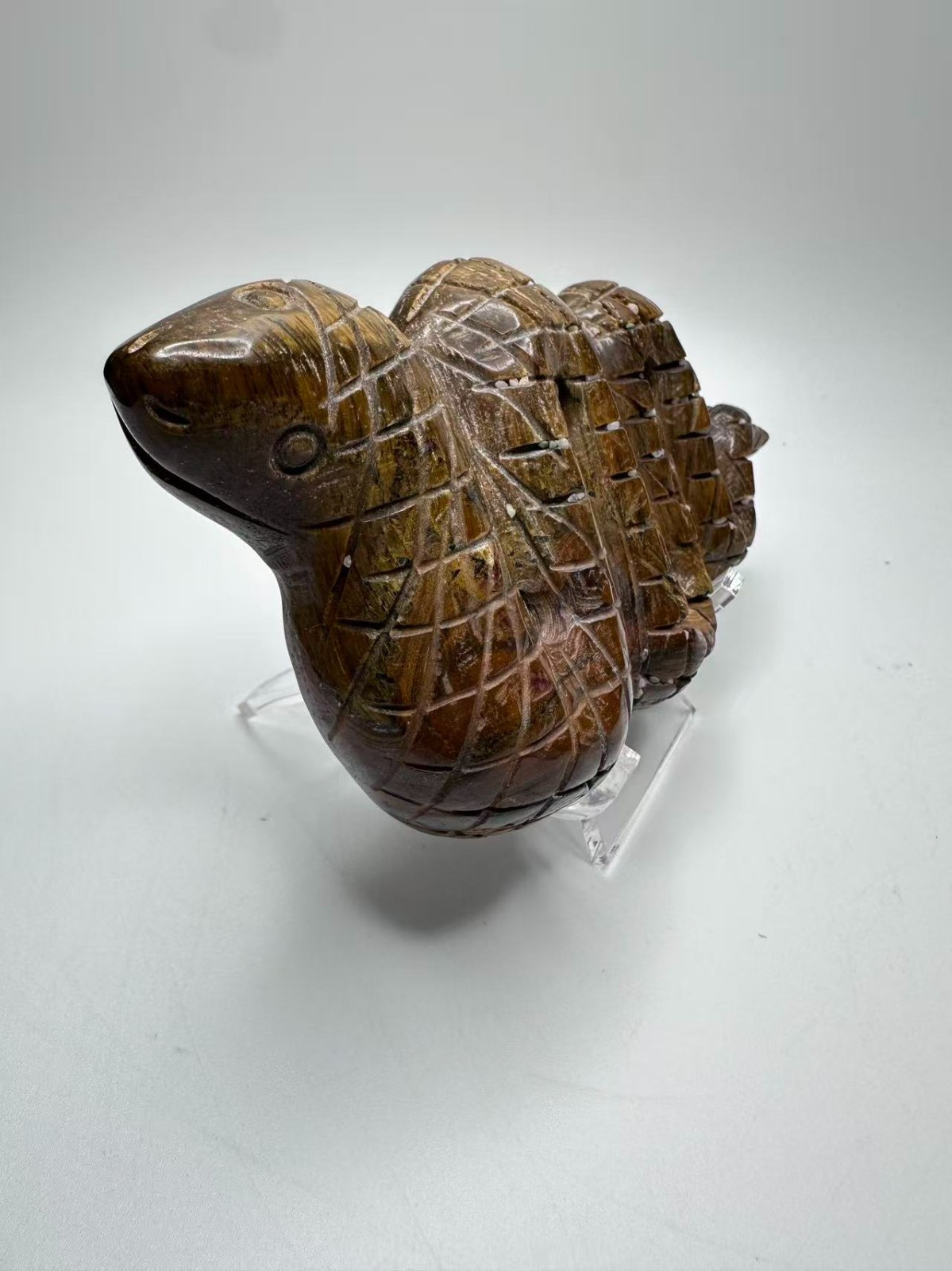 Medium-Large Natural Tiger’s Eye Snake Carving 6″x2.75″ Polished Finish