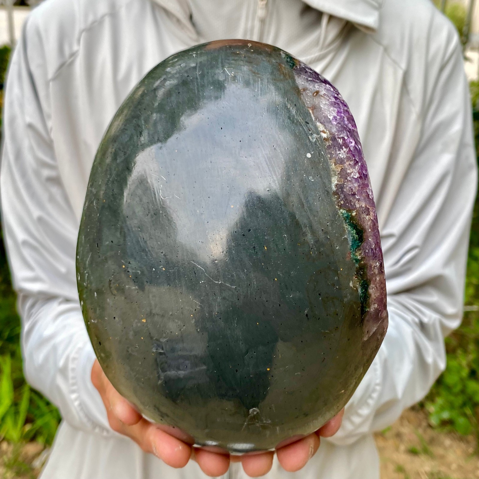 5.93LB Large Natural Amethyst geode quartz cluster crystal Egg specimen Healing