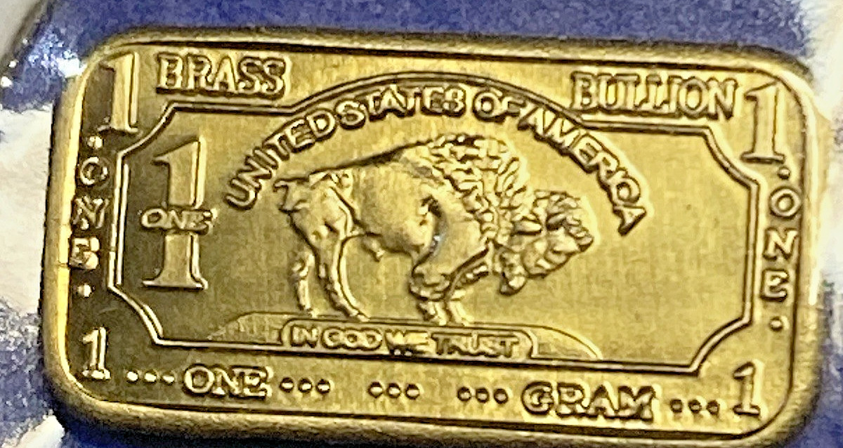1 gram Pure Brass Buffalo Bar – Ingot – One Gram
