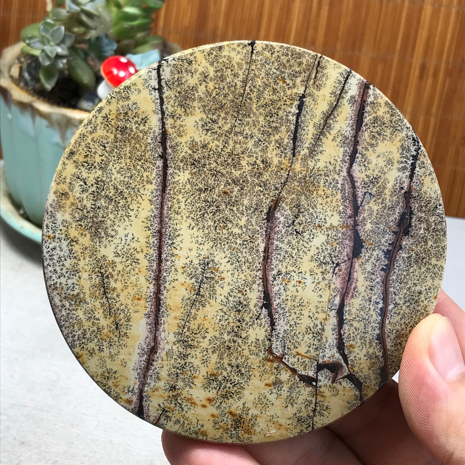 99mm Natural Chinese painting stone crystal ornaments for home decoration A6405