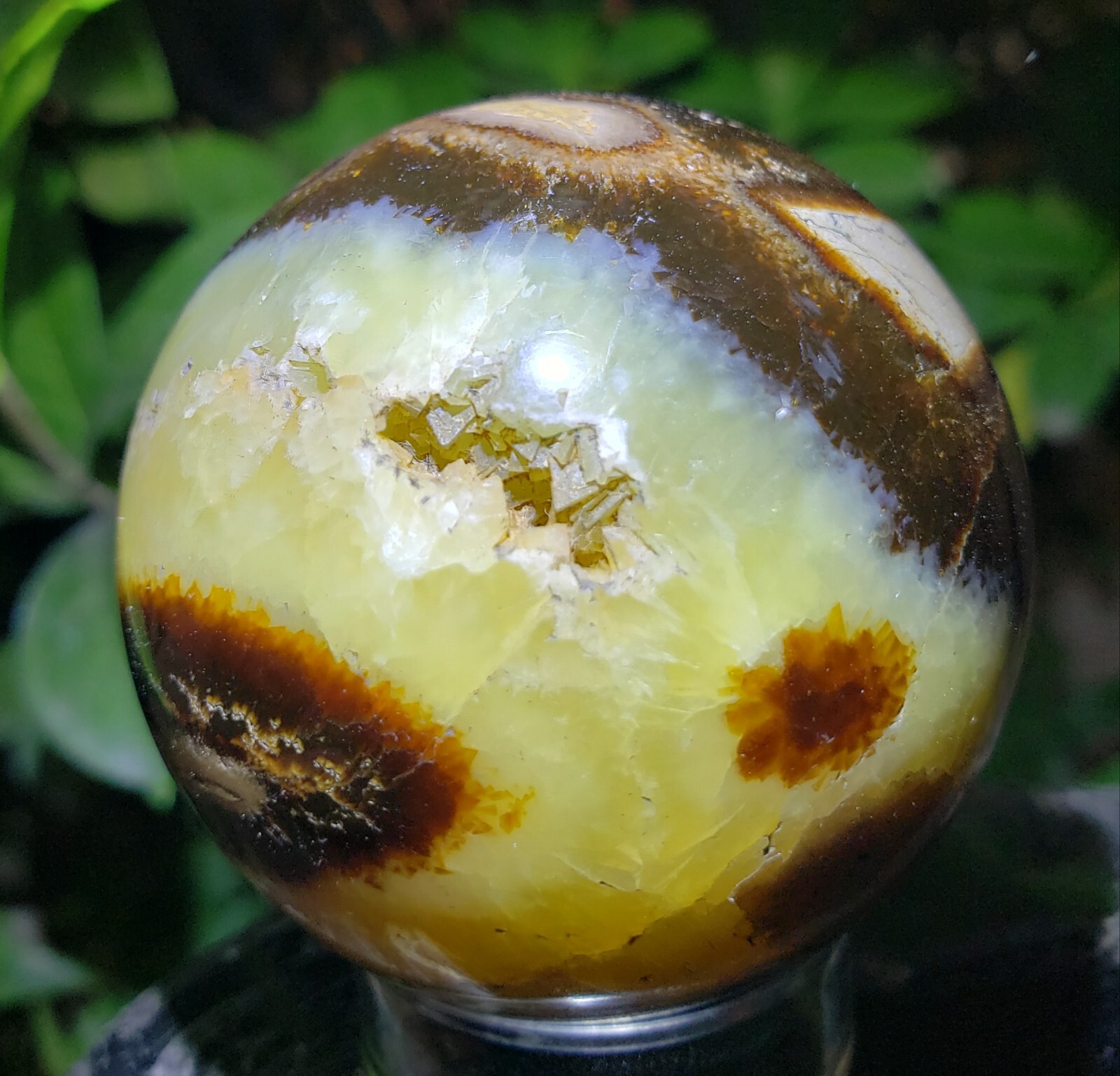 2.0″ Natural Septarium Septarian Dragon Egg Phosphorescent UV Crystal Sphere