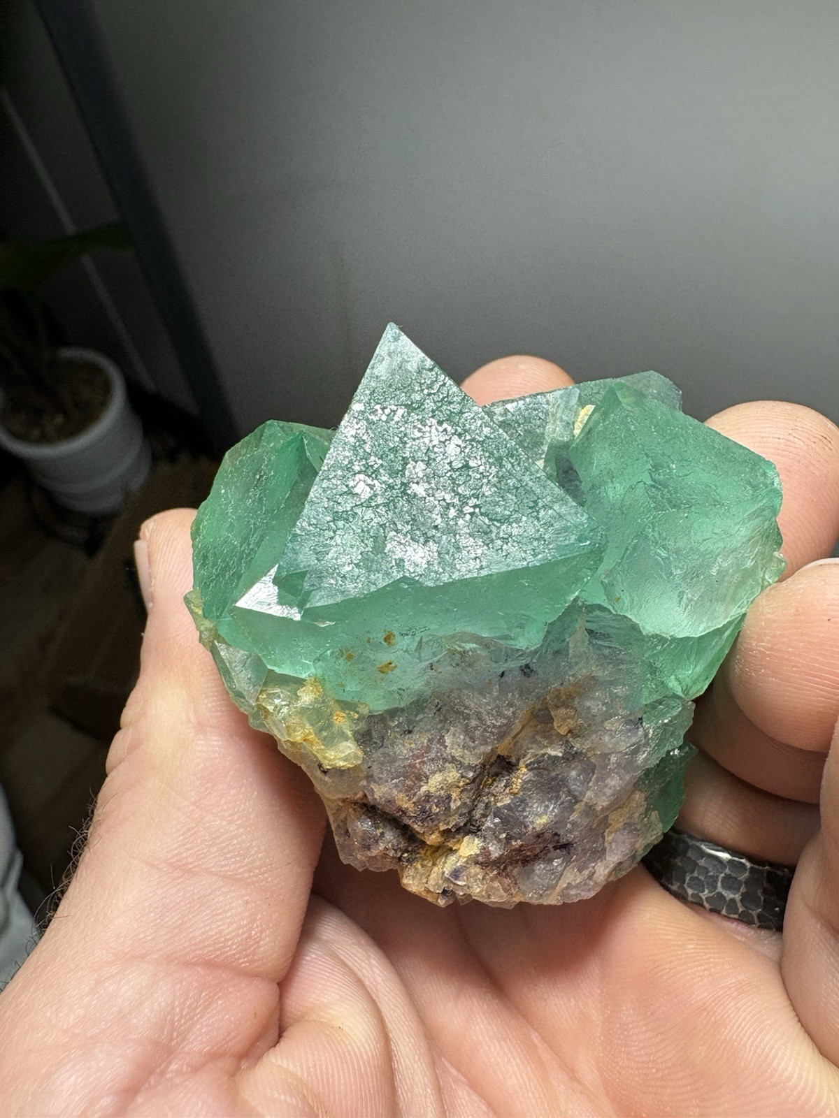 Natural Neon Green Fluorite Octahedron Cluster Riemvasmaak South Africa Nice