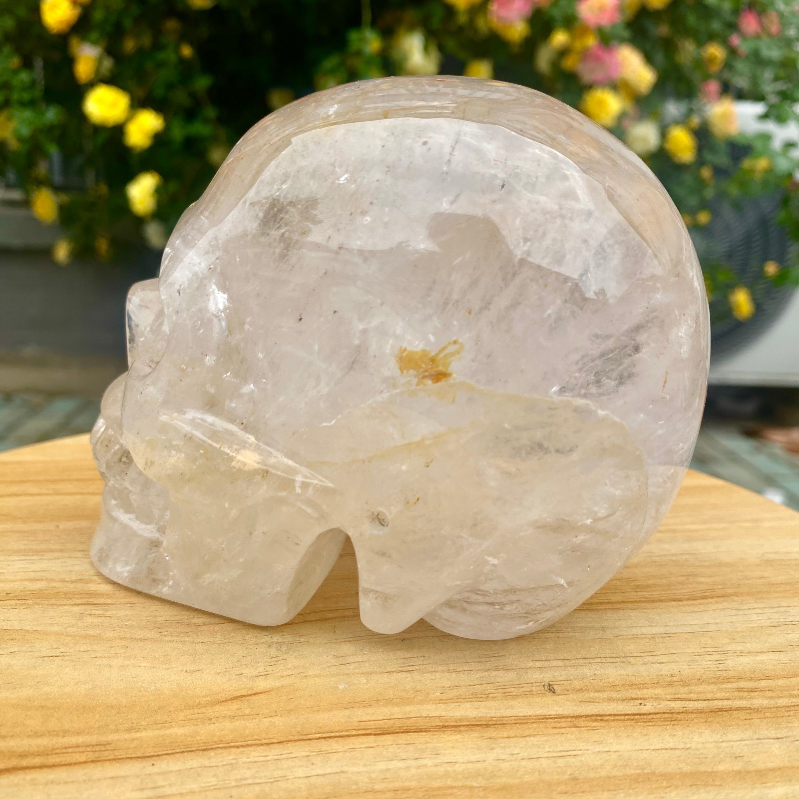 3.08LB TOP! White melting quartz hand carved crystal skull gem reiki healing