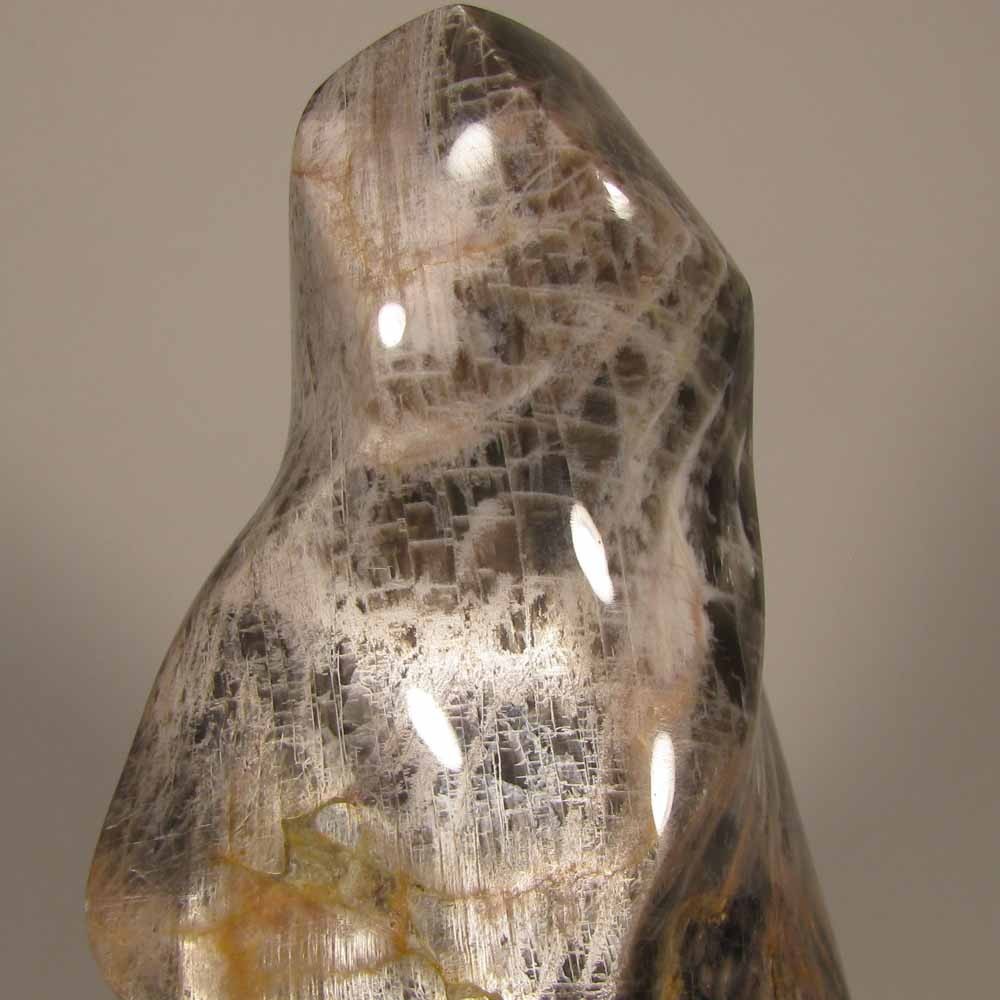 4.7″ BLACK MOONSTONE Flame Gemstone Polished Freeform – Madagascar – 1.8 lbs.