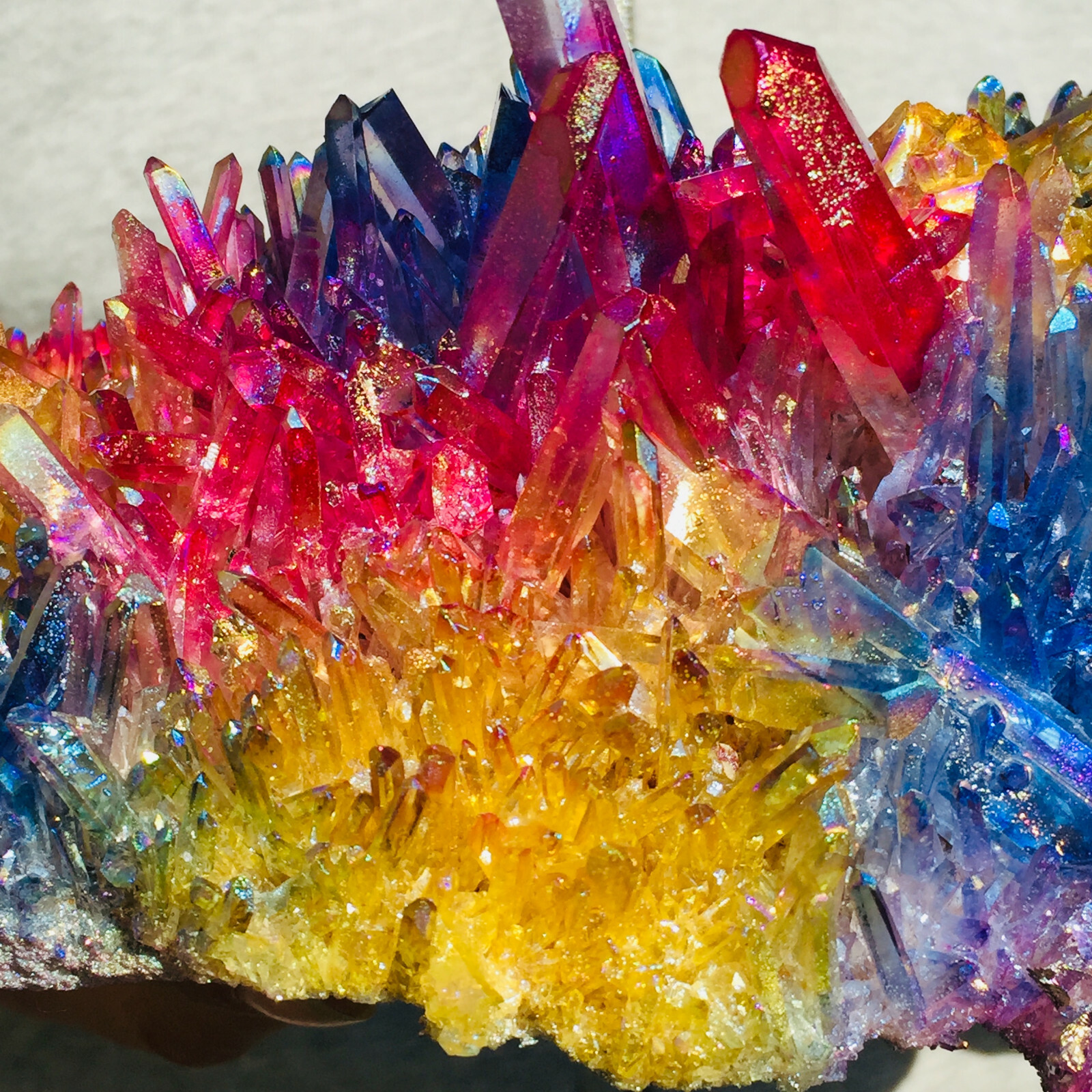 3155g Large Rainbow Aura Quartz Titanium Crystal Cluster Rough Specimen Healing