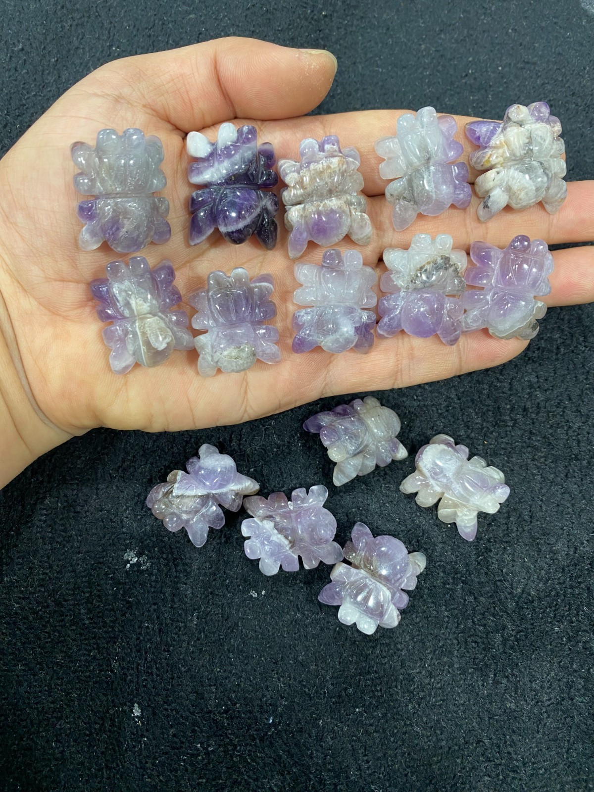 5pcs Natural Dreamy Amethyst Quartz Carved Spider skull Crystal reiki healing
