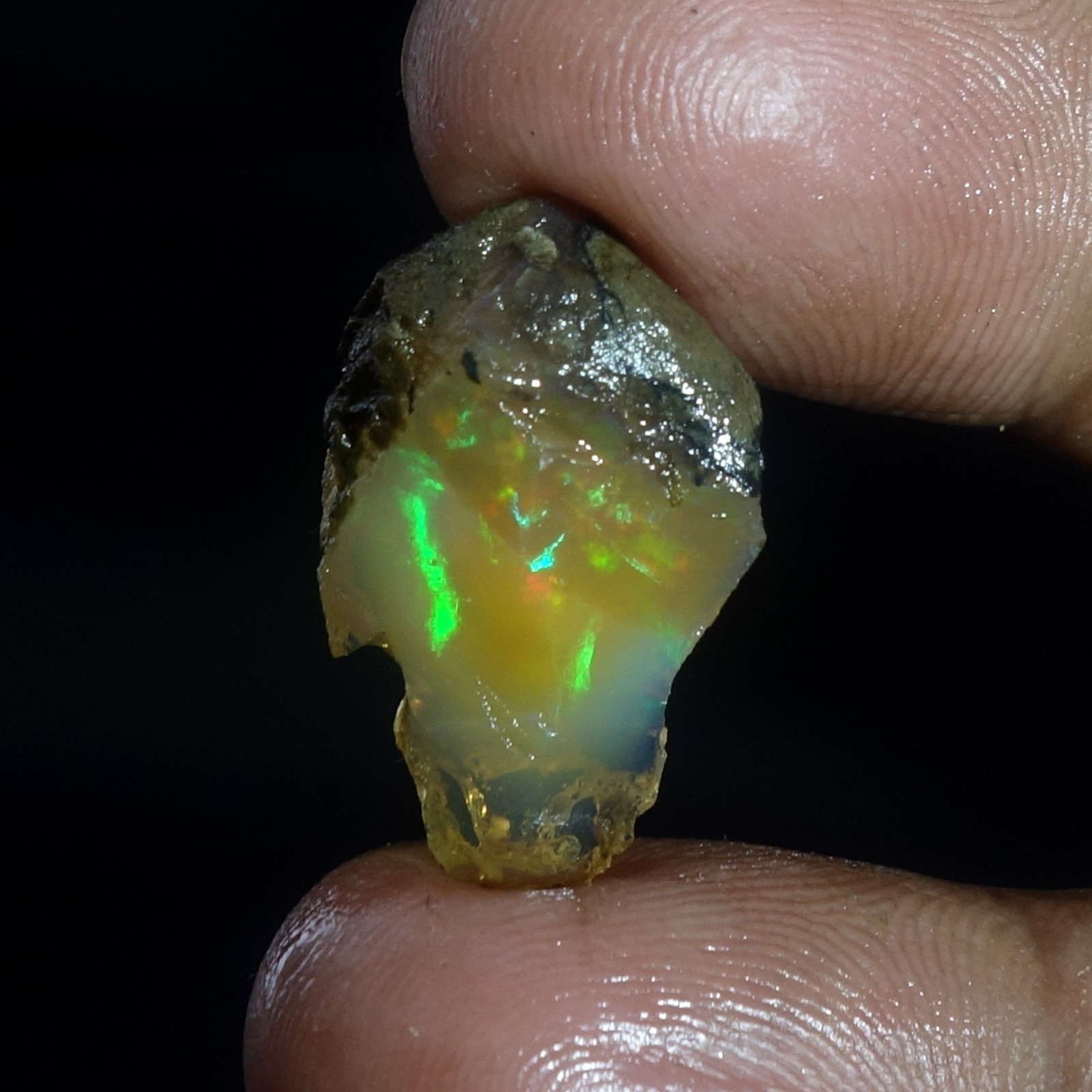 AA+ Ethiopian Oli Opal Rough Entreated Welo Opal Multi Fire Color Flash 11.80Cts