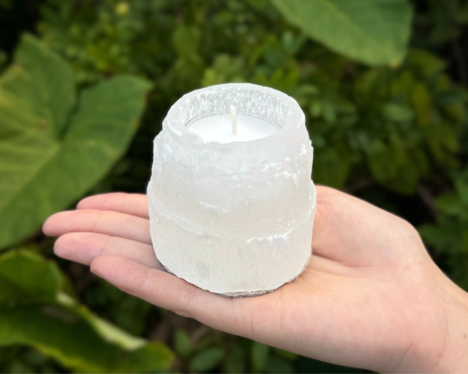 2.5″ Selenite Candle Holder for Tealight Candles (Selenite Iceberg, Tower)