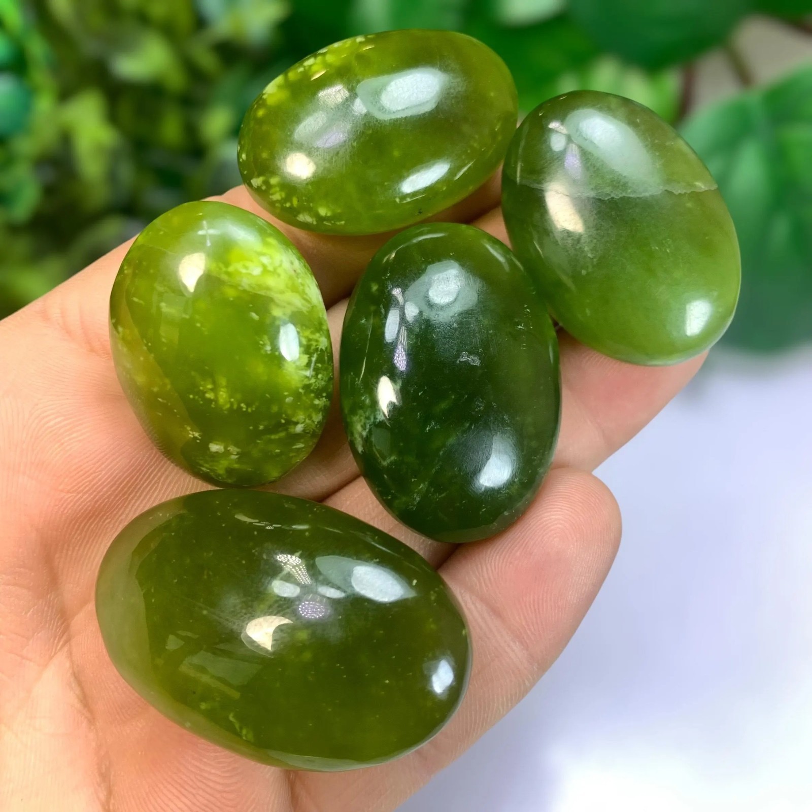 5 Pcs Best Quality Transparent Jade Palm Stones, Shah Maqsood Jade Palm Stone