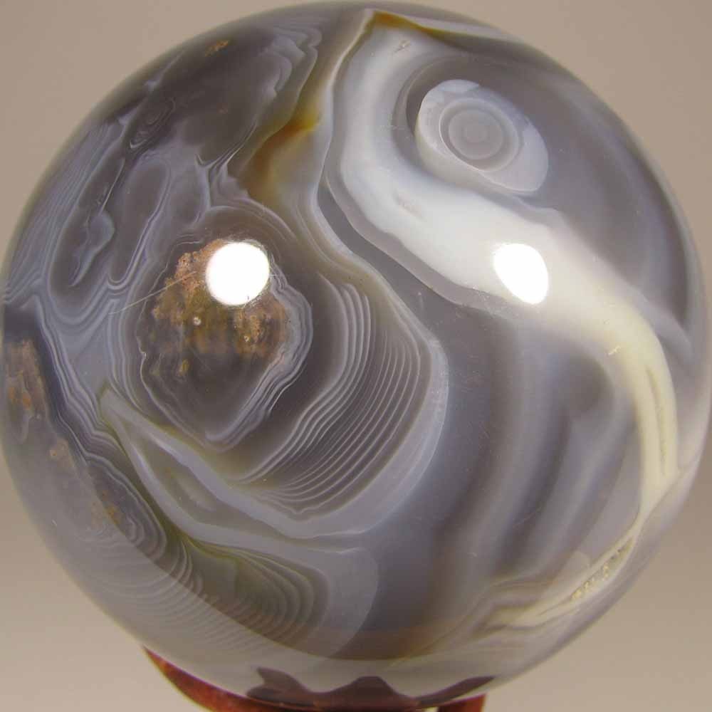 3″ BANDED AGATE Crystal Sphere Ball w/ Stand – Madagascar – 76mm – 1.4 lbs.
