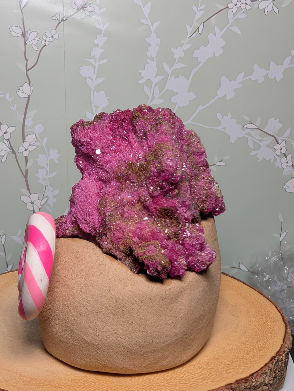 Raw Red Corundum Mineral Natural Ruby Specimen with Clay Figure Gift Collectors