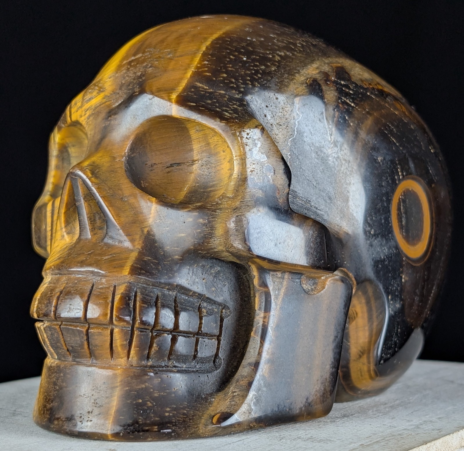 Tiger Eye Skull Crystal Gemstone Large Chakra Reiki Carving Mineral