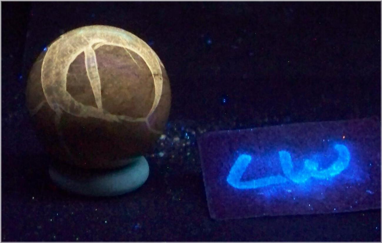 Fluorescent Septarian Nodule Piece 29mm Sphere for UV Collection 6295