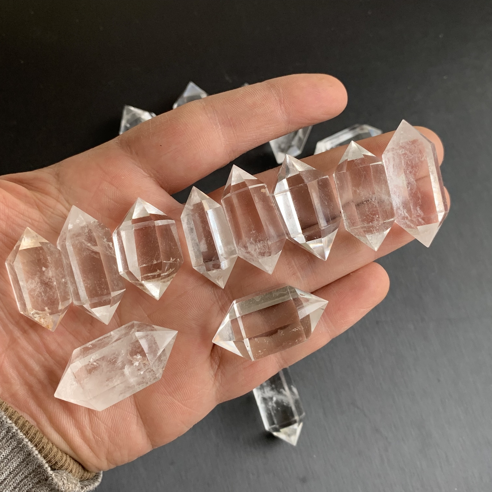 10pcs Natural clear quartz obelisk crystal double wand point healing 30-45mm
