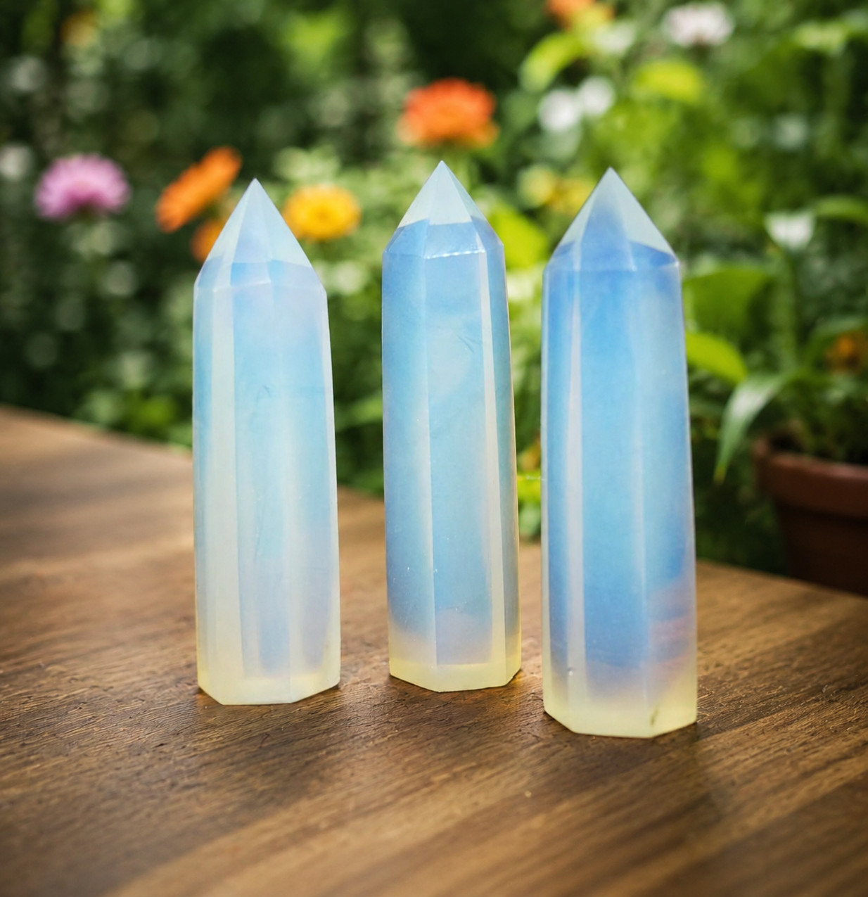 Healing Opalite Crystal Tower Angelic Aura Point Reiki Healing Obelisk Gift