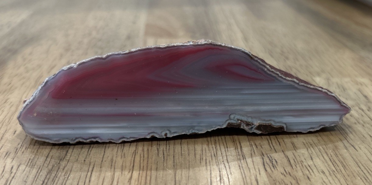Pink Banded Agate Slice Geode from Brazil (5x2x1 Inches 7oz Approx)