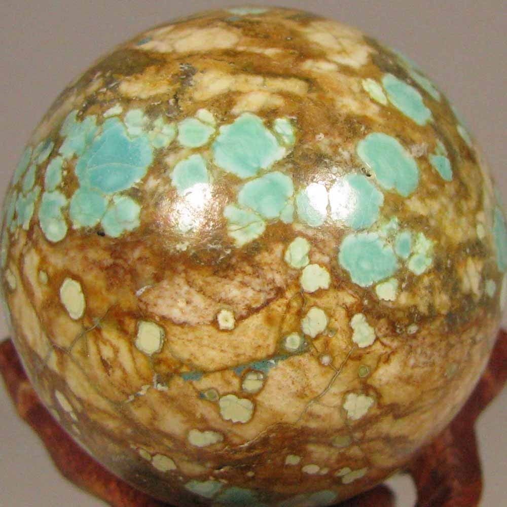 40mm TURQUOISE Gemstone Sphere Ball w/ Stand – Nevada Number 8 Mine