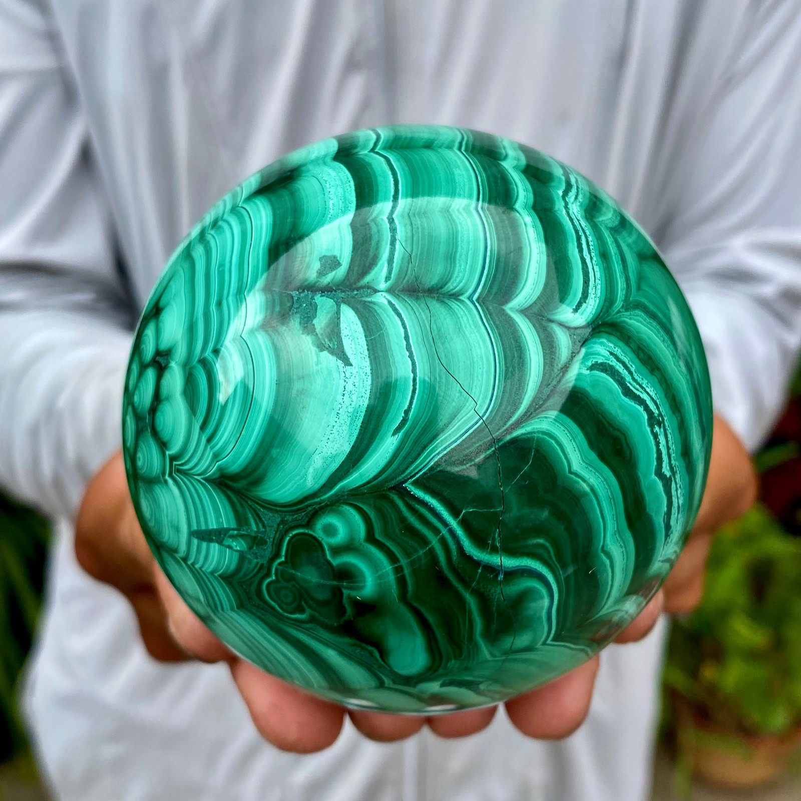 2.51LB Rare Natural Malachite quartz hand Carved sphere Crystal Healing Gem ball